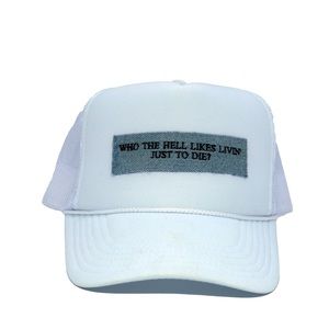 Noah Kahan "You're Gonna Go Far" lyric white trucker hat mesh